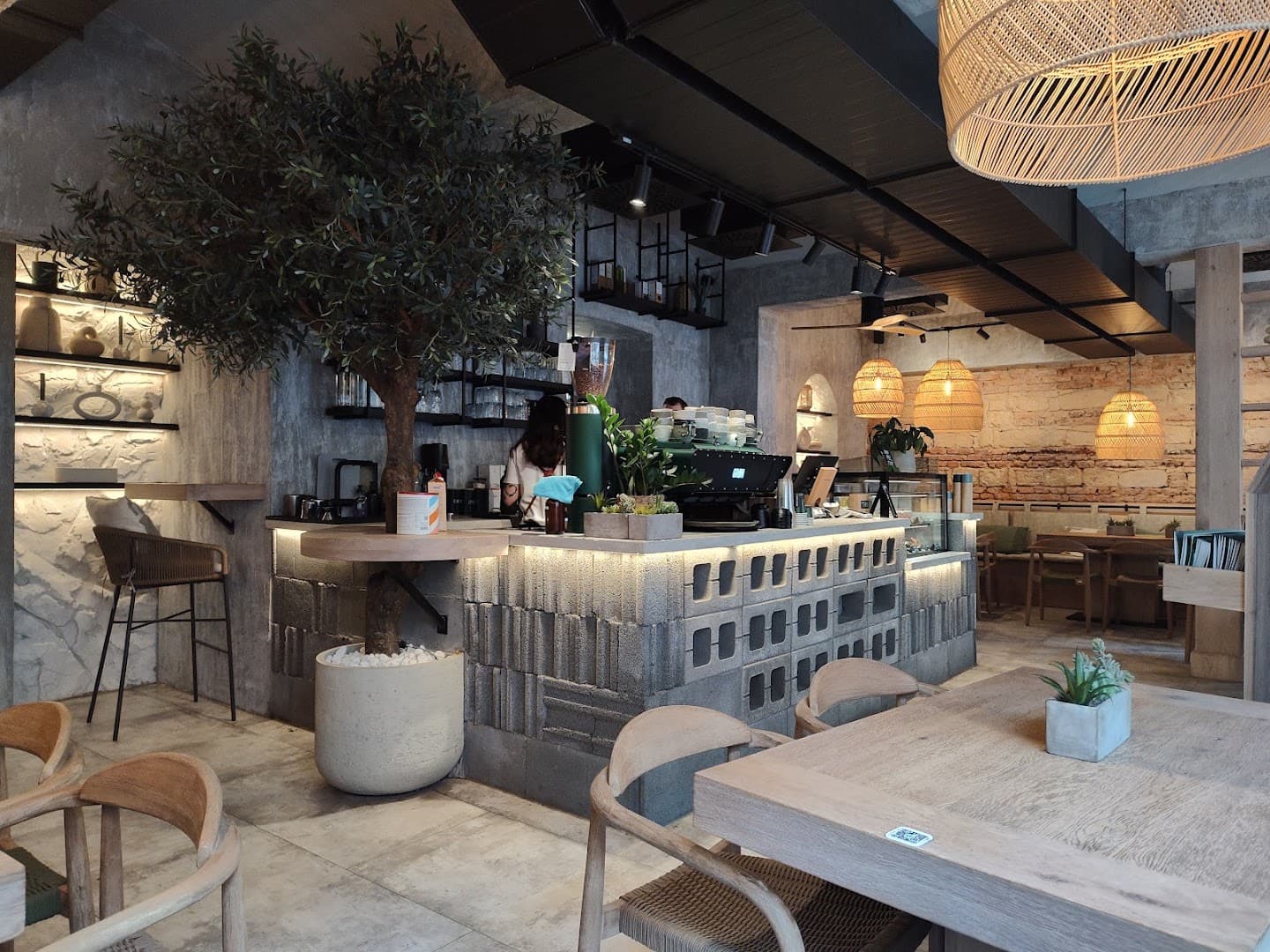 Interior of GRØN Bistro, specialty coffee shop in Prague