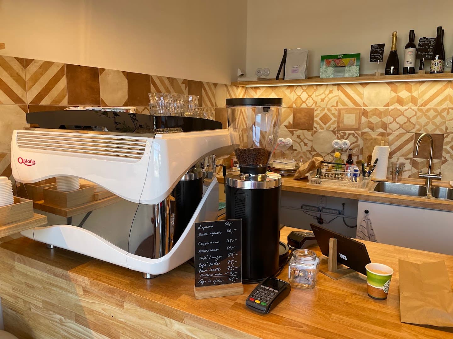 Interior of Kafe U Ševce, specialty coffee shop in Prague