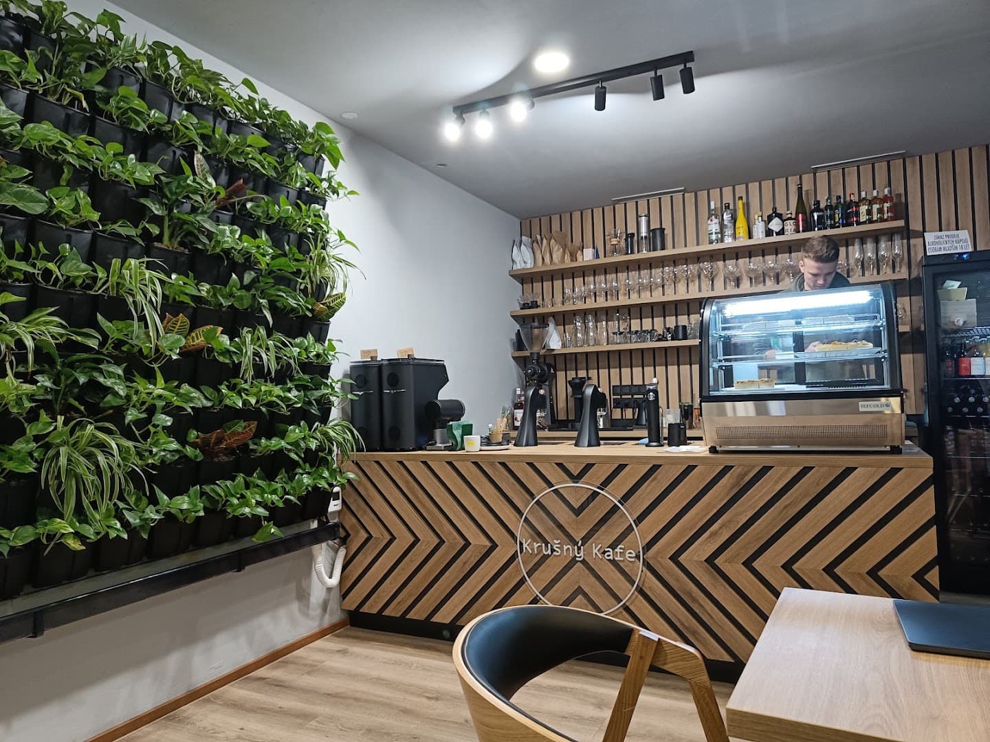Interior of Krušný kafe, specialty coffee shop in Prague