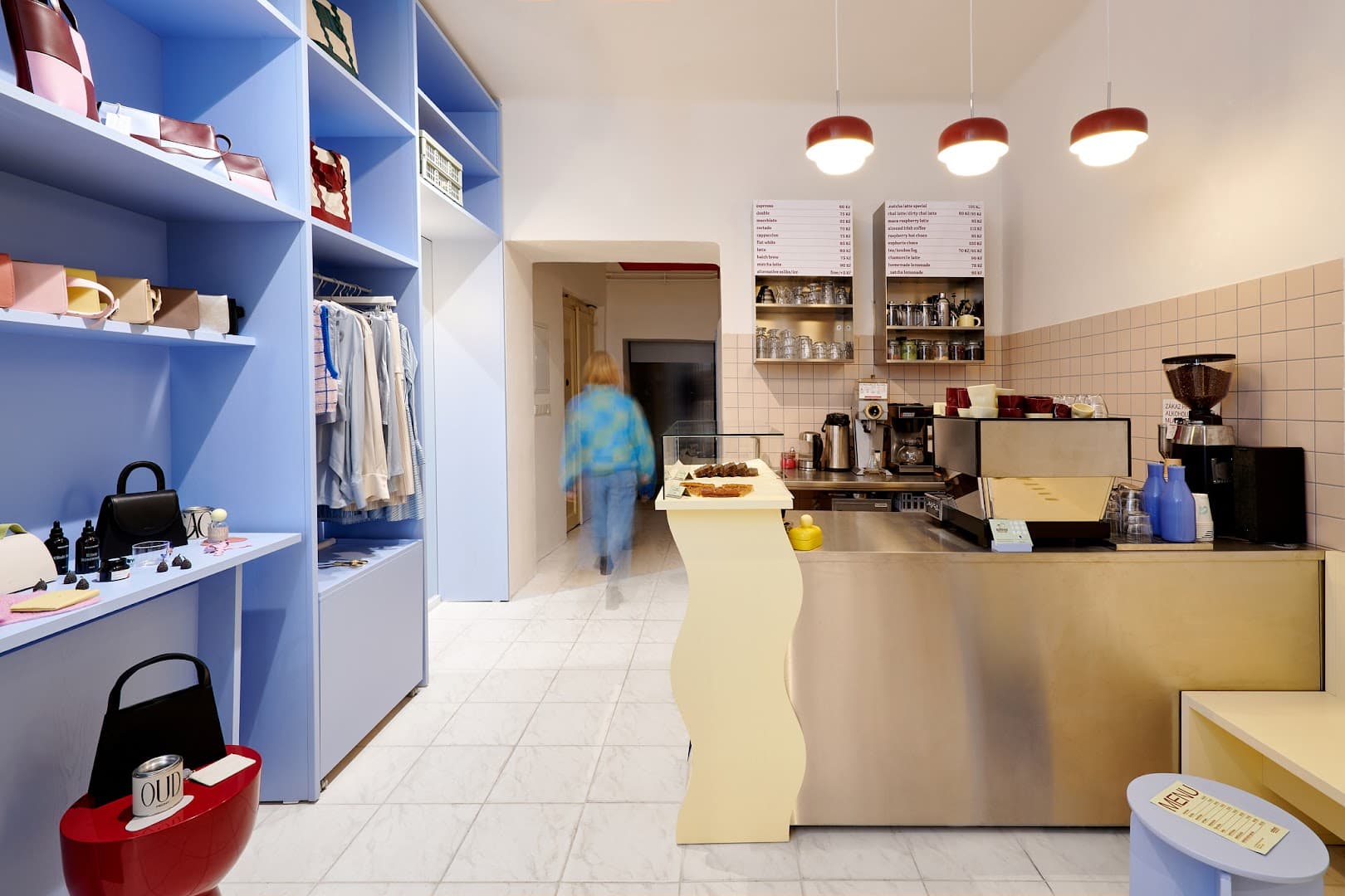 Interior of Ademi shop & café, specialty coffee shop in Prague
