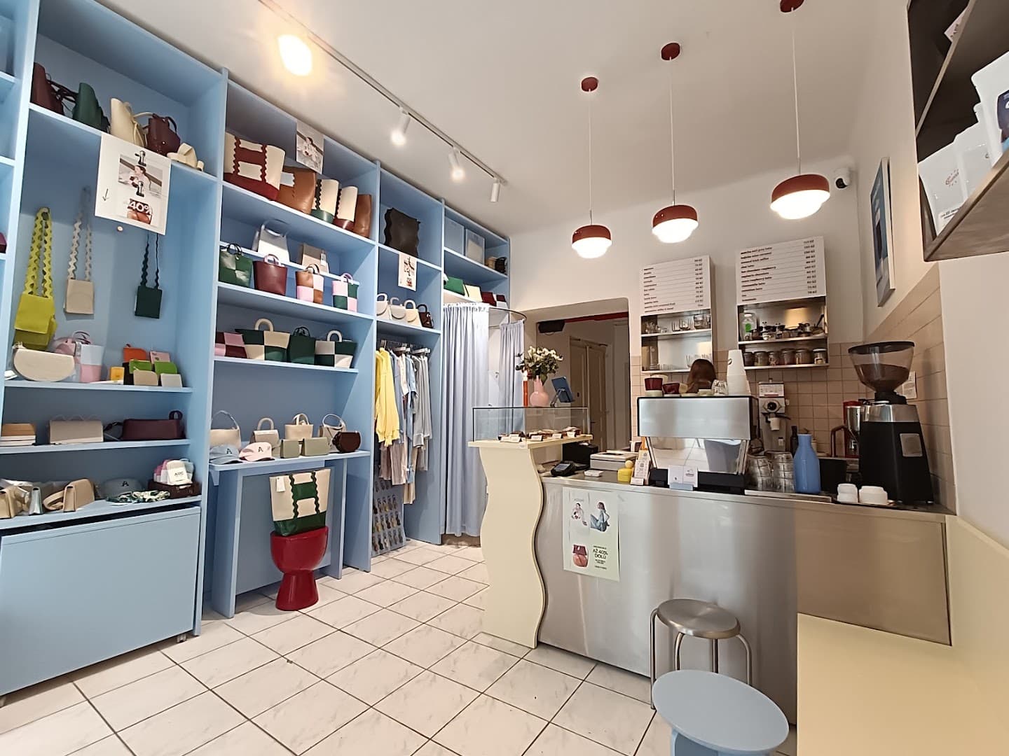 Interior of Ademi shop & café, specialty coffee shop in Prague