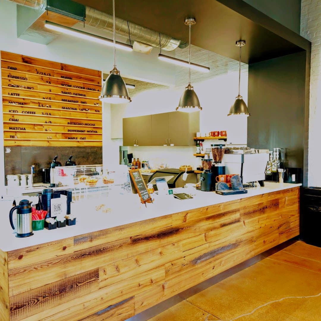 Interior of Trolley Line Coffee, specialty coffee shop in Lancaster