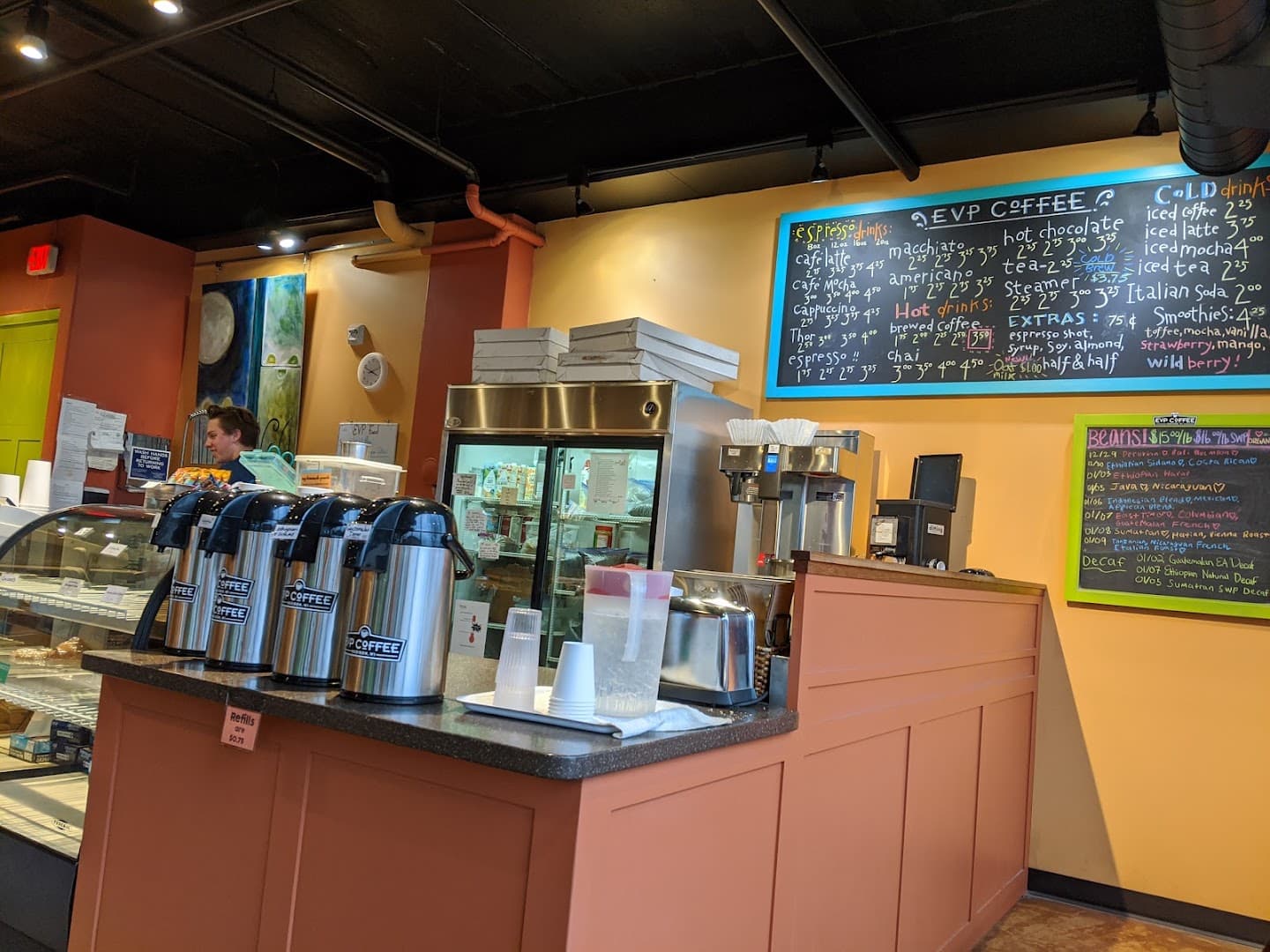 Interior of EVP Coffee University Row, specialty coffee shop in Madison