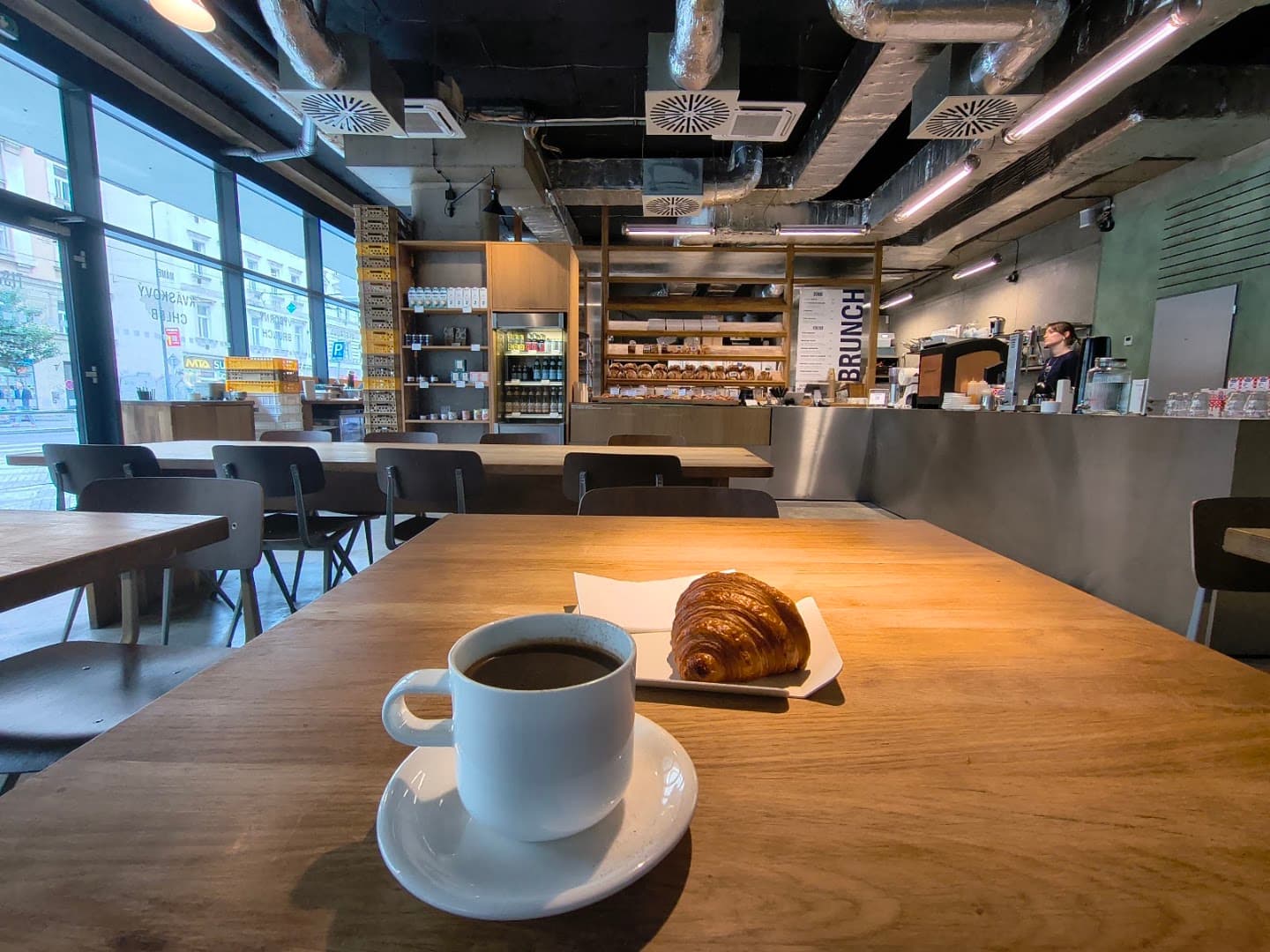Interior of TISSE Bakery Nusle, specialty coffee shop in Prague