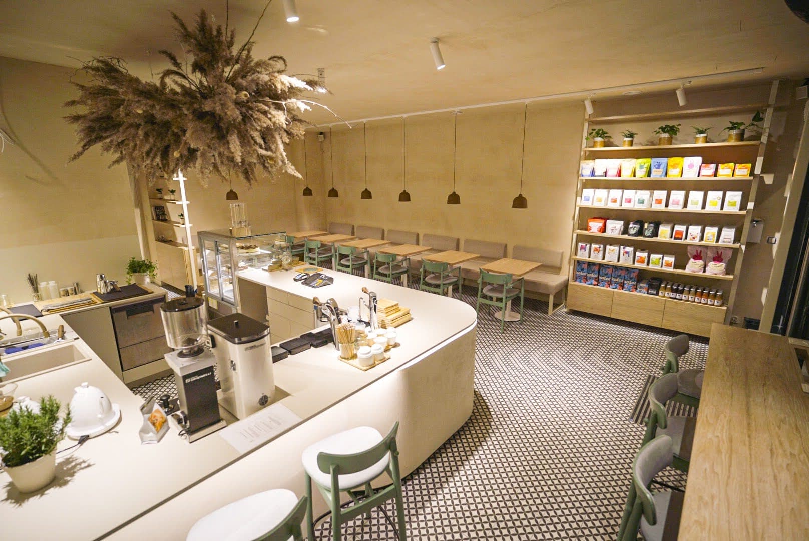 Interior of MIŁOŚĆ, specialty coffee shop in Warsaw