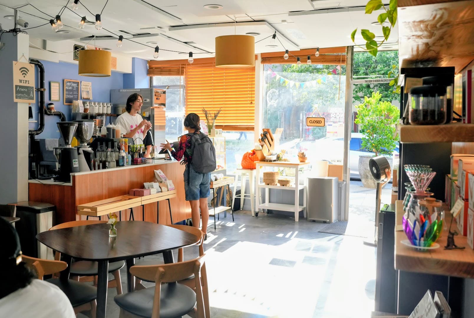 Interior of Artemis Coffee, specialty coffee shop in Seattle