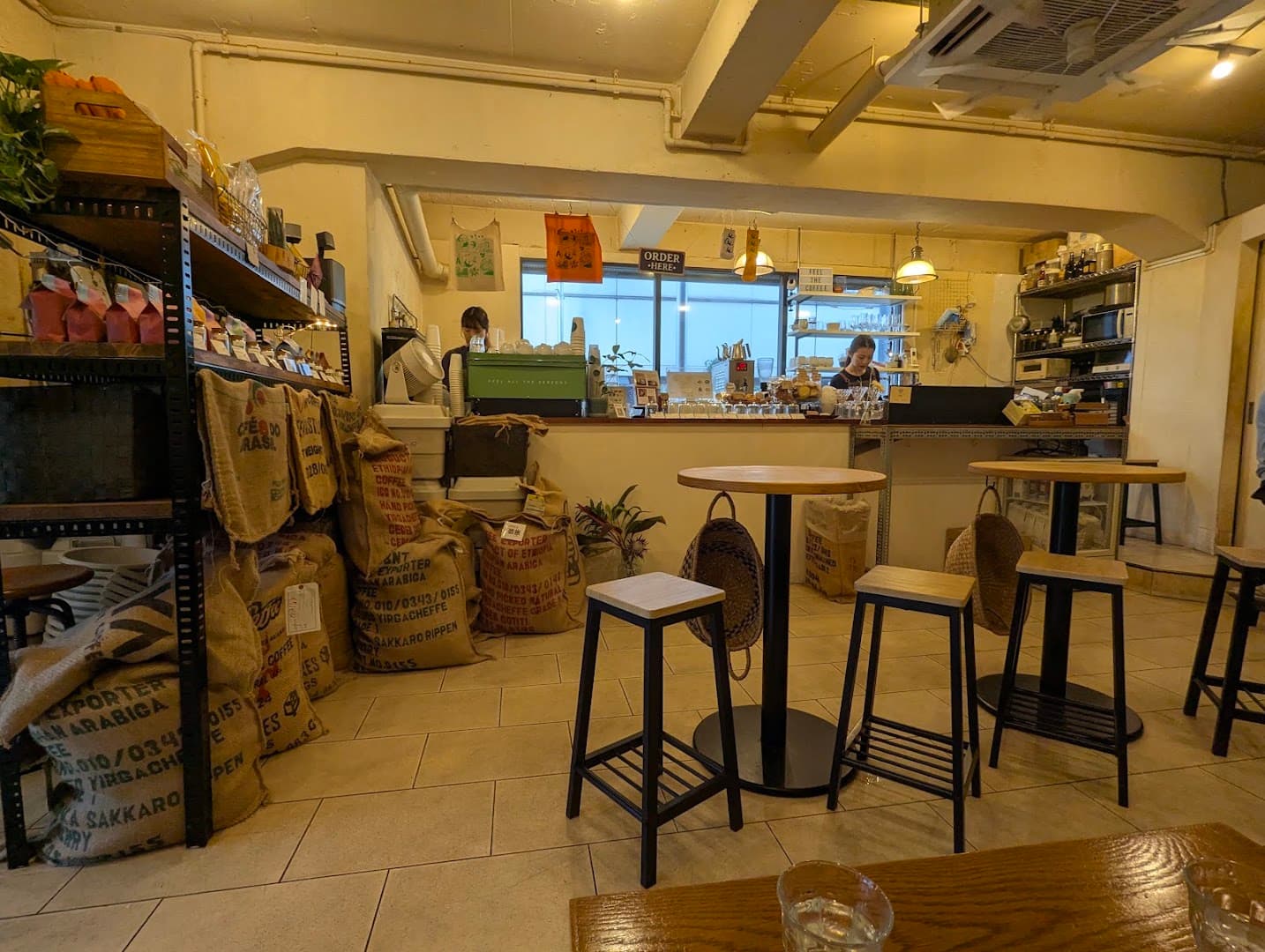 Interior of All Seasons Coffee, specialty coffee shop in Tokyo