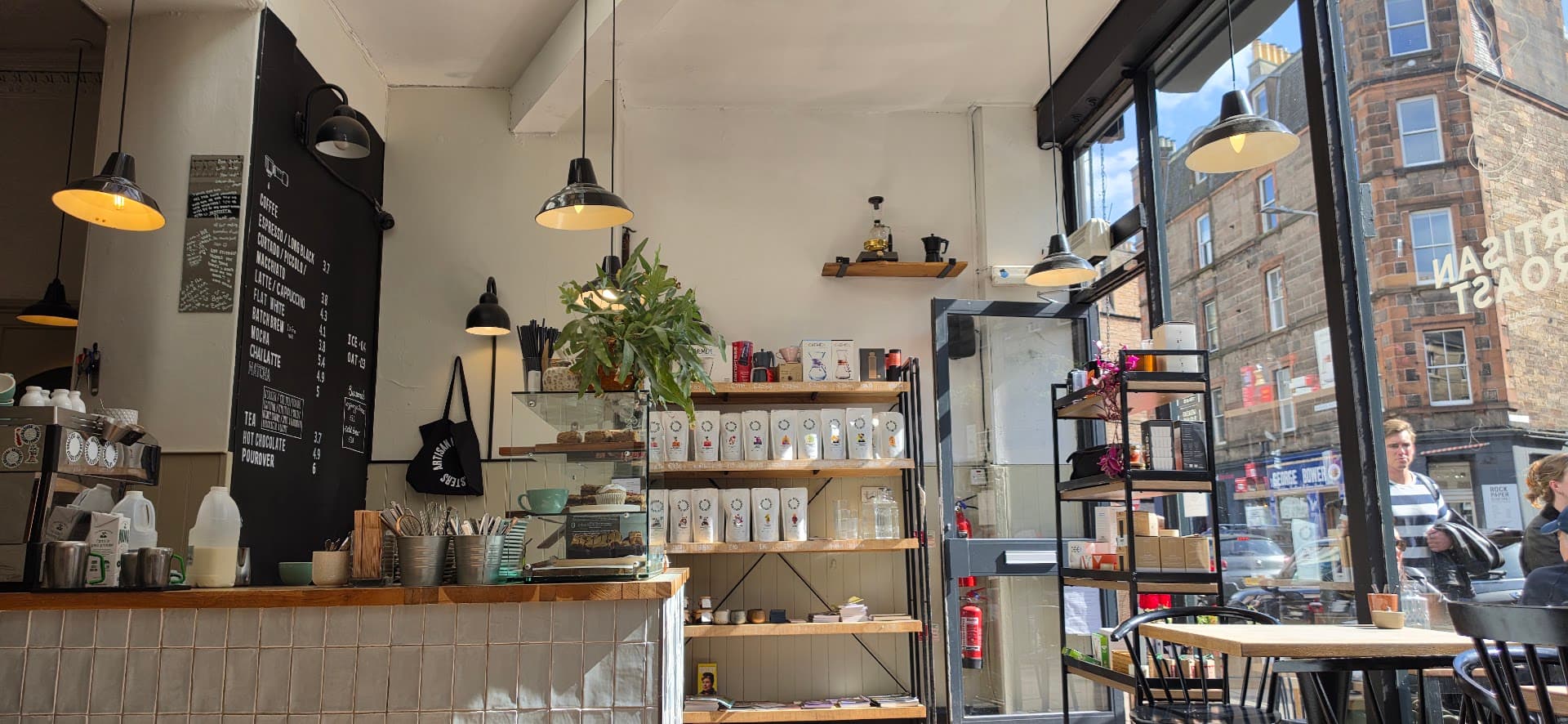Interior of Artisan Roast Stockbridge, specialty coffee shop in Edinburgh