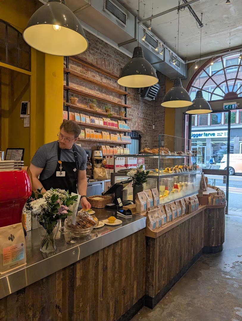 Interior of Kaffebrenneriet, specialty coffee shop in Oslo