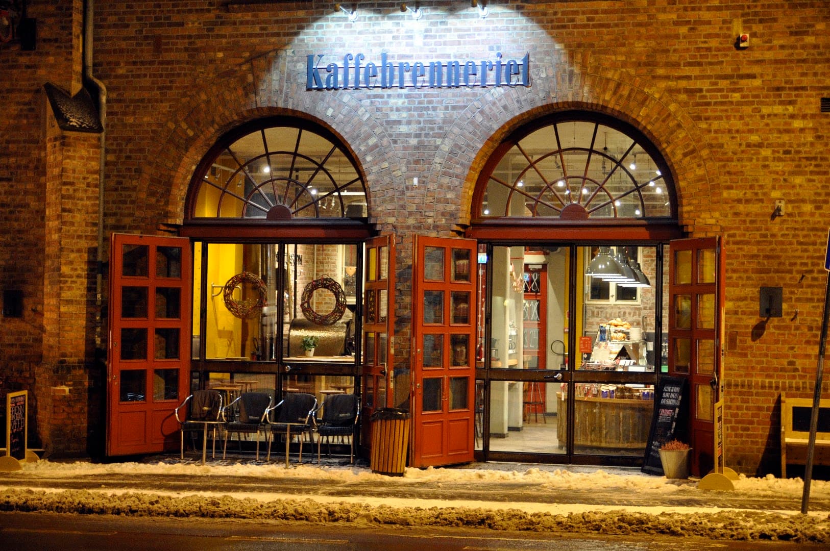 Storefront of Kaffebrenneriet, specialty coffee shop in Oslo