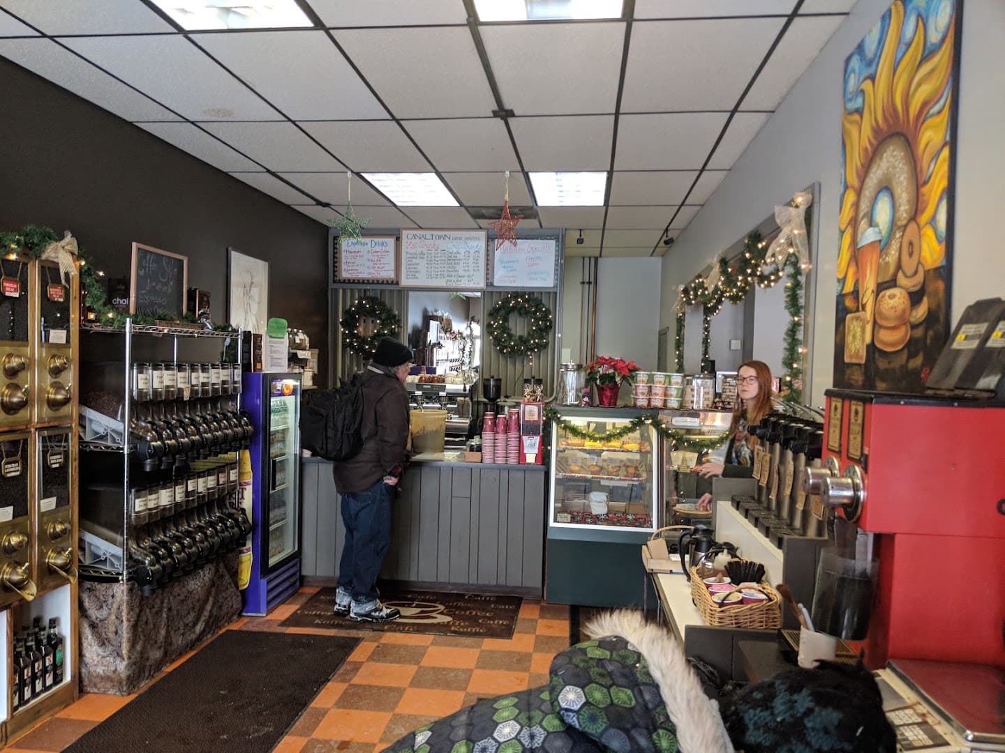 Interior of Canaltown Coffee Roasters, specialty coffee shop in Rochester