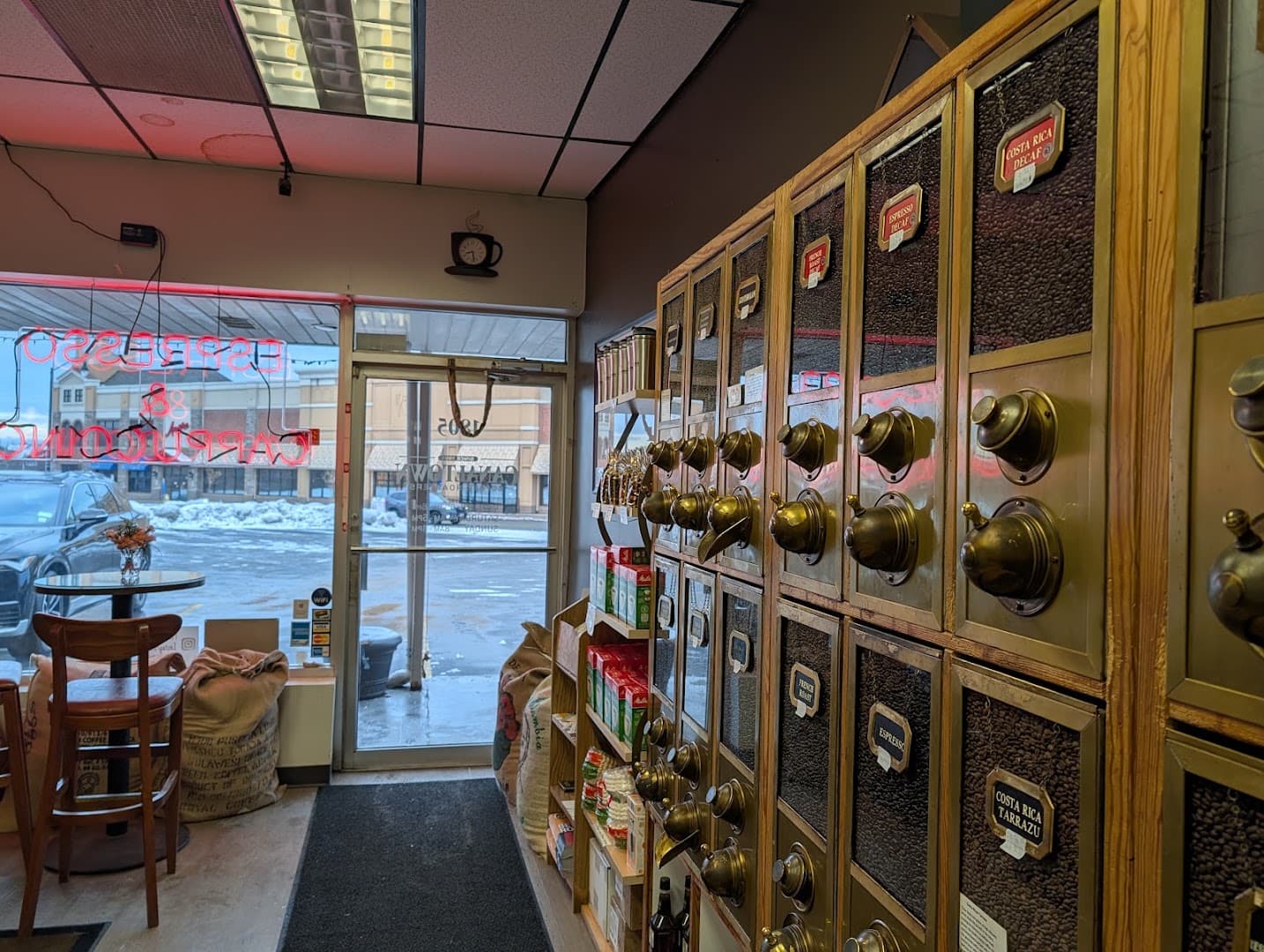 Interior of Canaltown Coffee Roasters, specialty coffee shop in Rochester