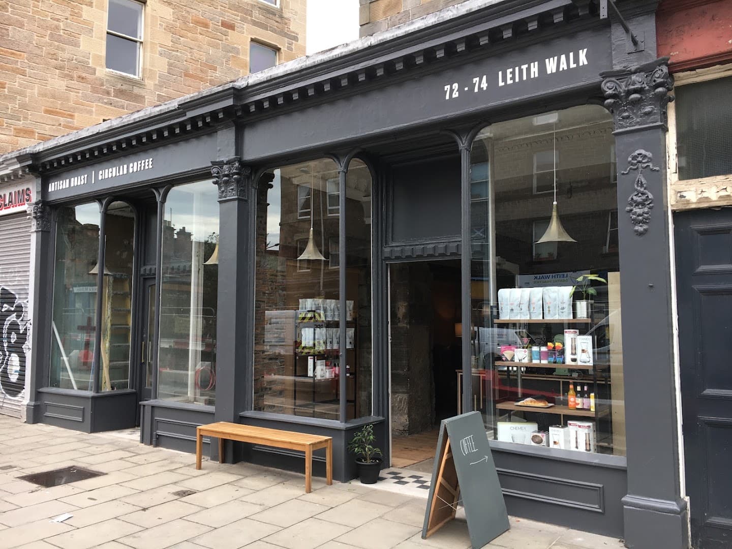 Storefront of Artisan Roast Leith Walk, specialty coffee shop in Edinburgh