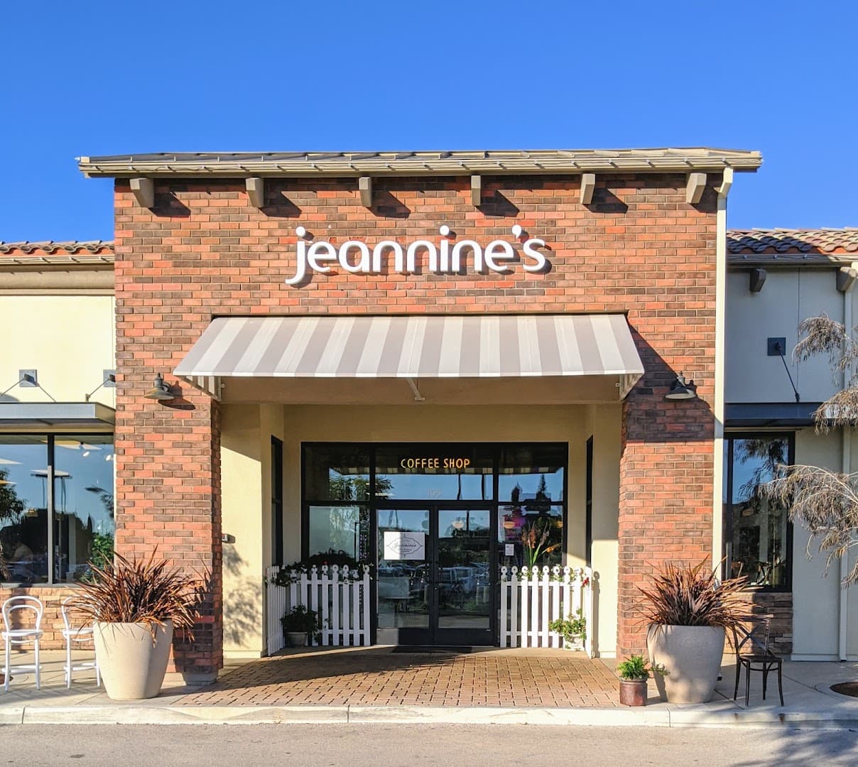 Storefront of Jeannine's Restaurant & Bakery, specialty coffee shop in Santa Barbara