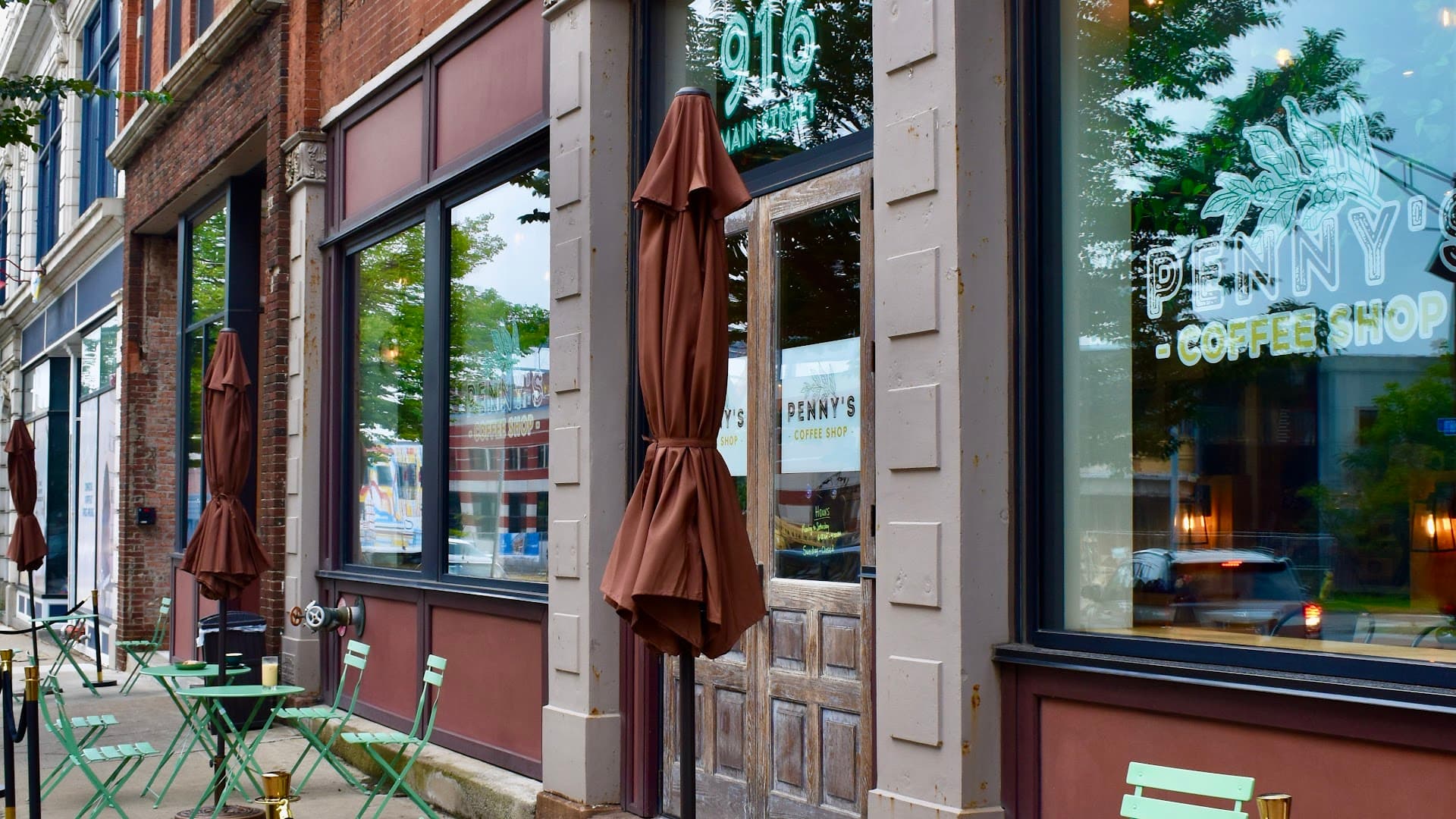 Storefront of Penny's Coffee Shop, specialty coffee shop in Buffalo