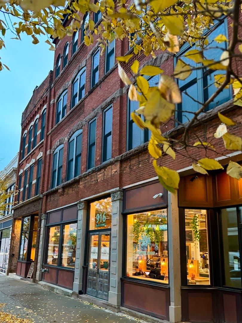 Storefront of Penny's Coffee Shop, specialty coffee shop in Buffalo