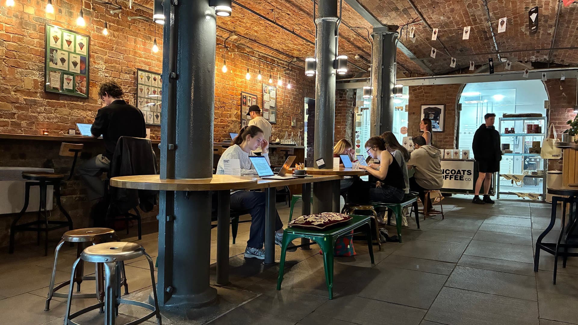 Interior of Ancoats Coffee Co., specialty coffee shop in Manchester