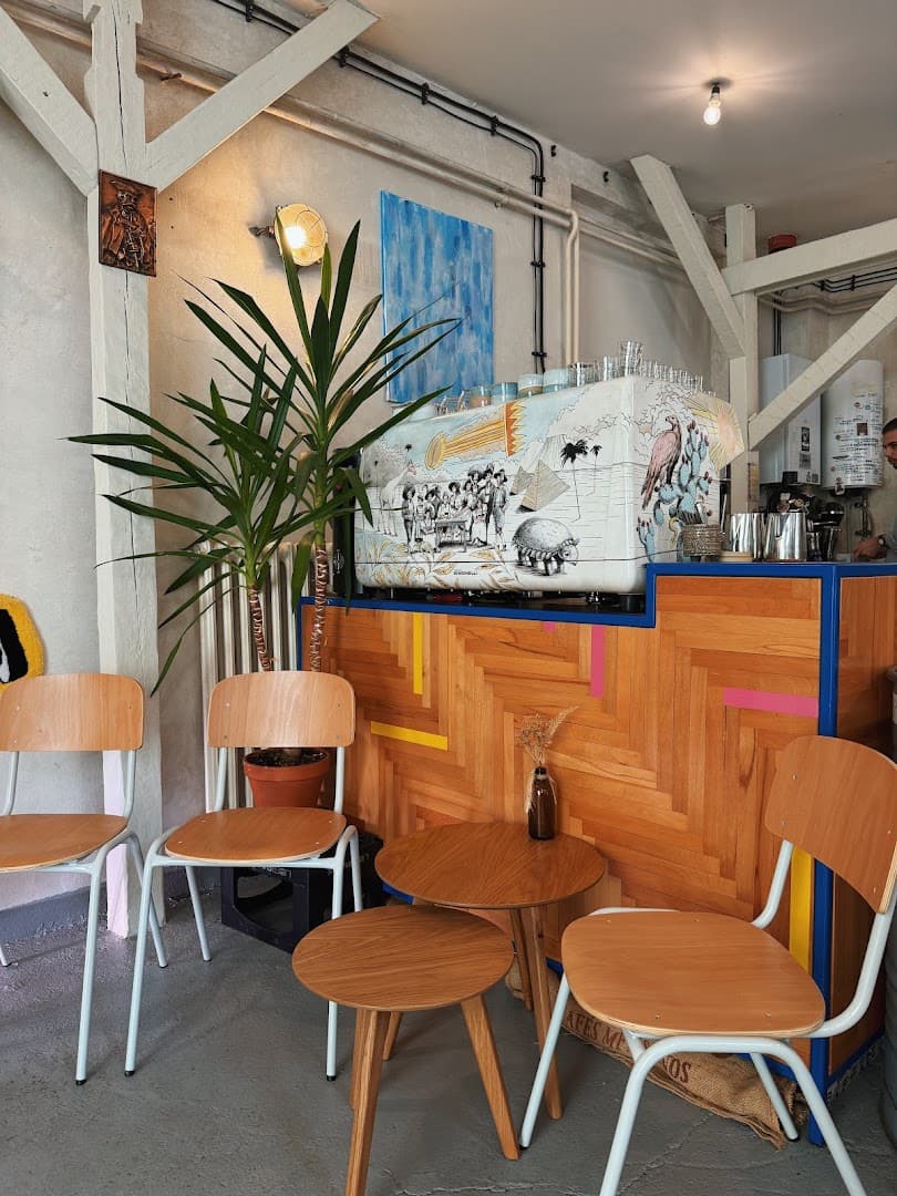 Interior of Industra Coffee Praha Nusle, specialty coffee shop in Prague