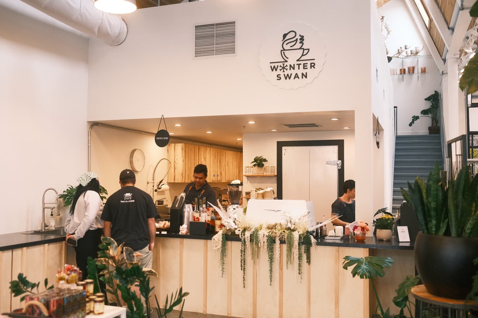 Interior of Winter Swan Coffee, specialty coffee shop in Rochester