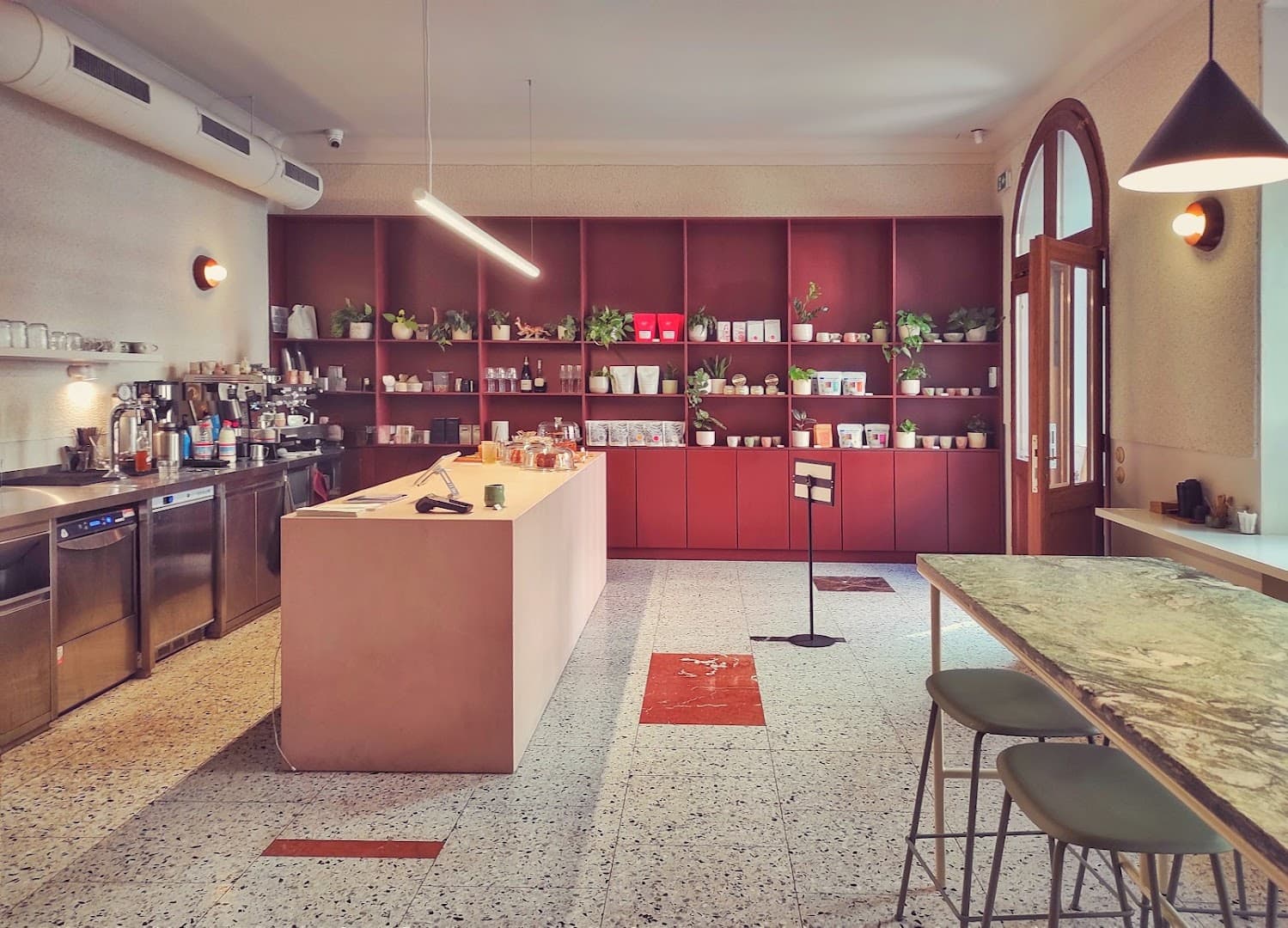 Interior of Srnky Americká, specialty coffee shop in Prague