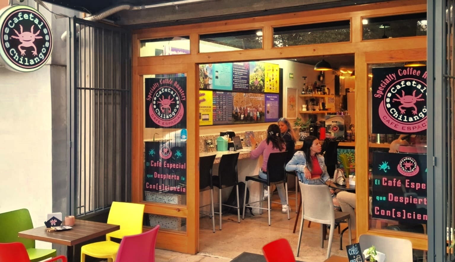 Interior of Cafetal Chilango MAQ, specialty coffee shop in Mexico City