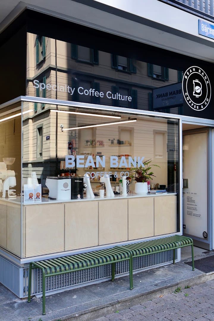 Storefront of Bean Bank Coffee Bärengasse, specialty coffee shop in Zurich