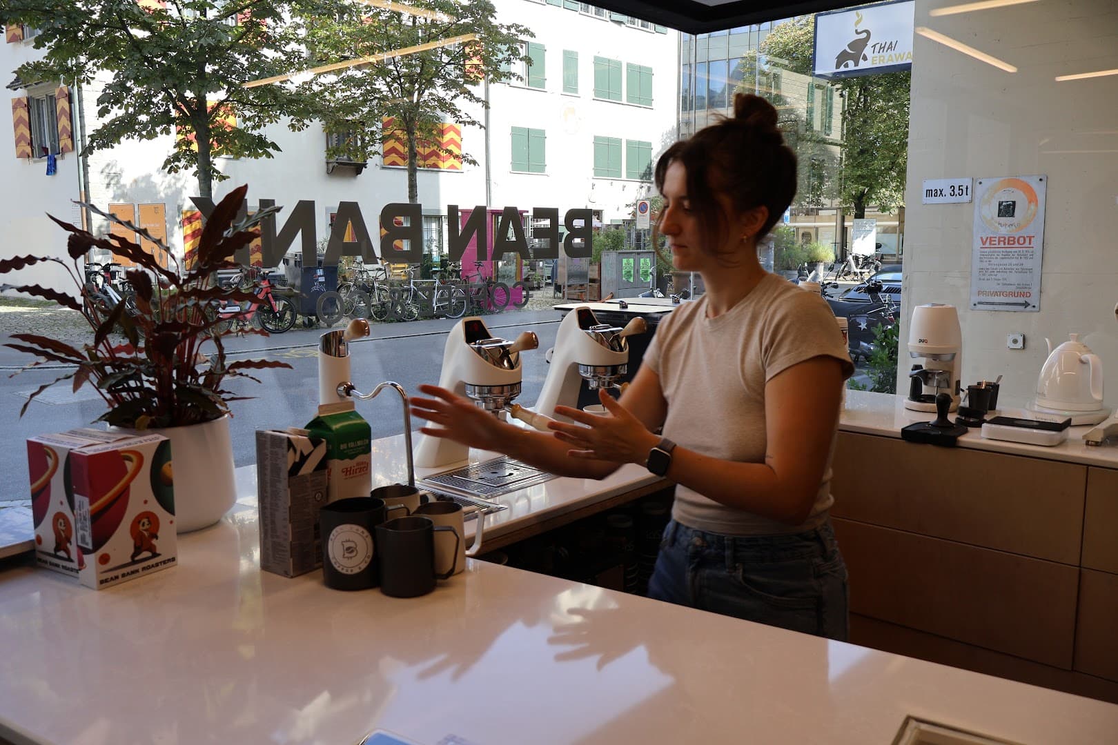 Interior of Bean Bank Coffee Bärengasse, specialty coffee shop in Zurich