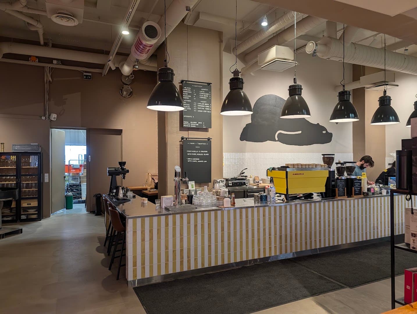 Interior of Kaffa Roastery, specialty coffee shop in Helsinki