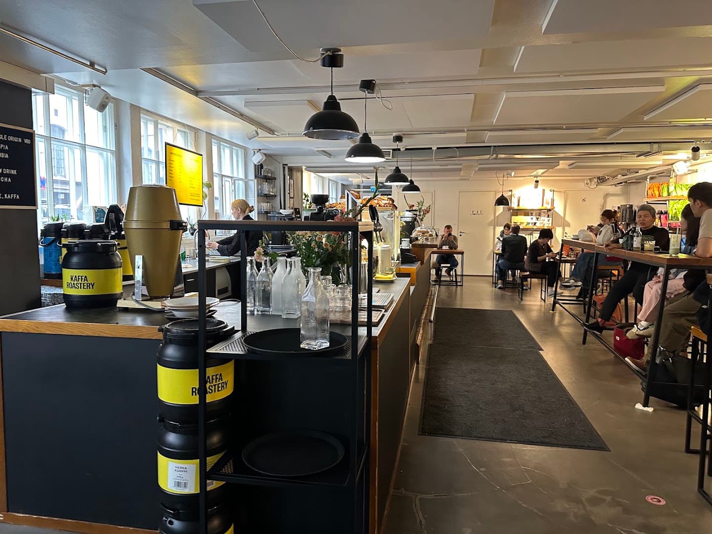 Interior of Kaffa Roastery, specialty coffee shop in Helsinki