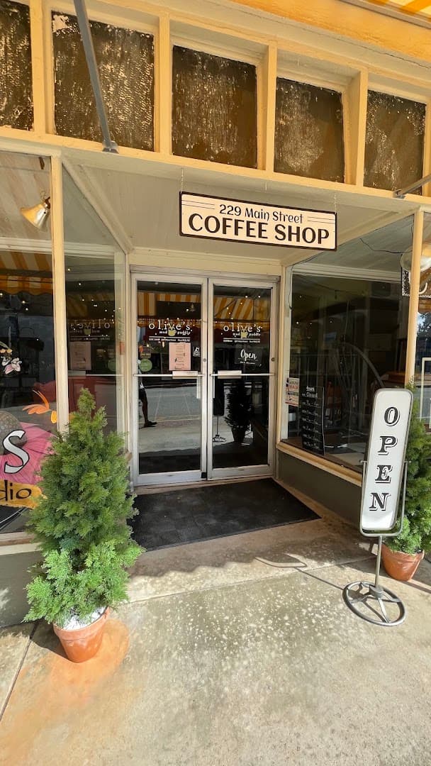 Storefront of Olive's Mud Puddle, specialty coffee shop in Charlotte