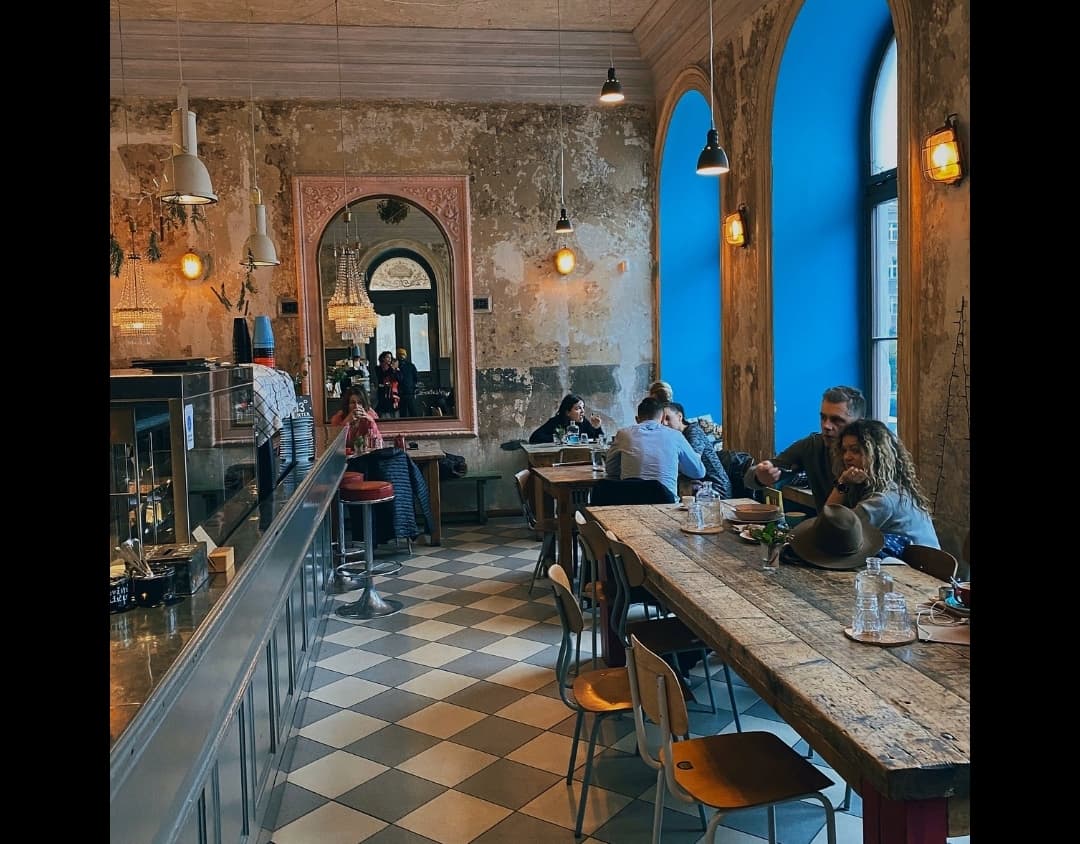 Interior of Cafe Letka, specialty coffee shop in Prague