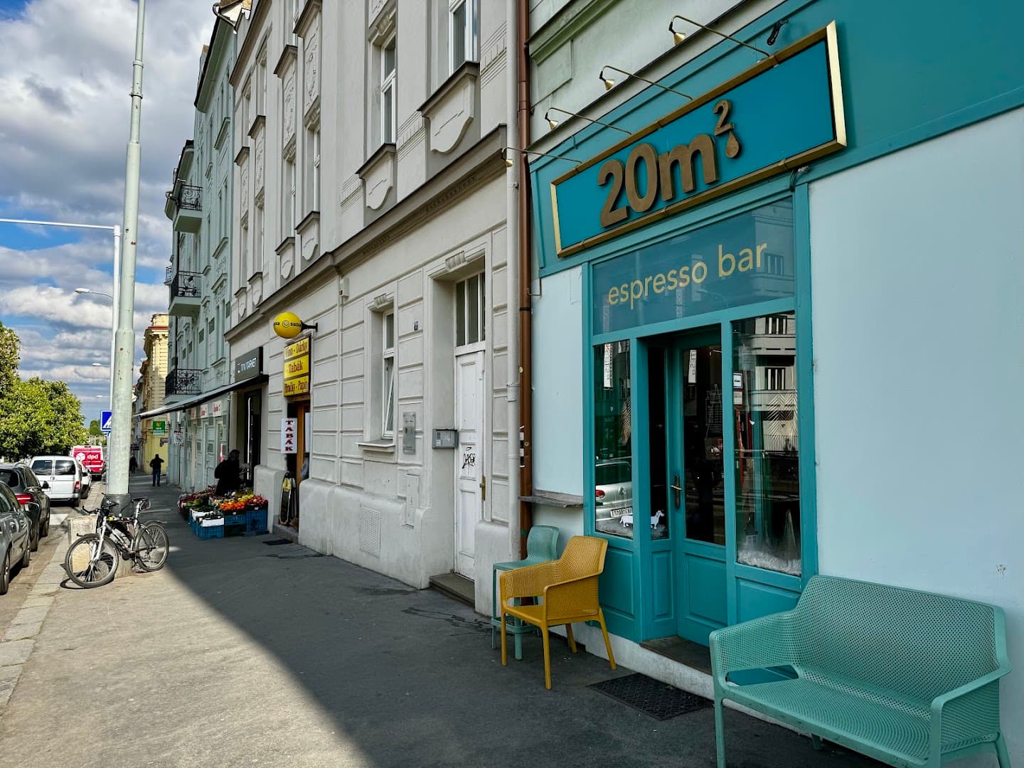 Storefront of 20m2 Espresso bar, specialty coffee shop in Prague