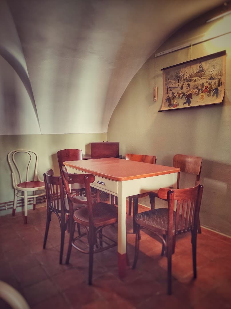Interior of Kavárna Pod pavlačí, specialty coffee shop in Prague