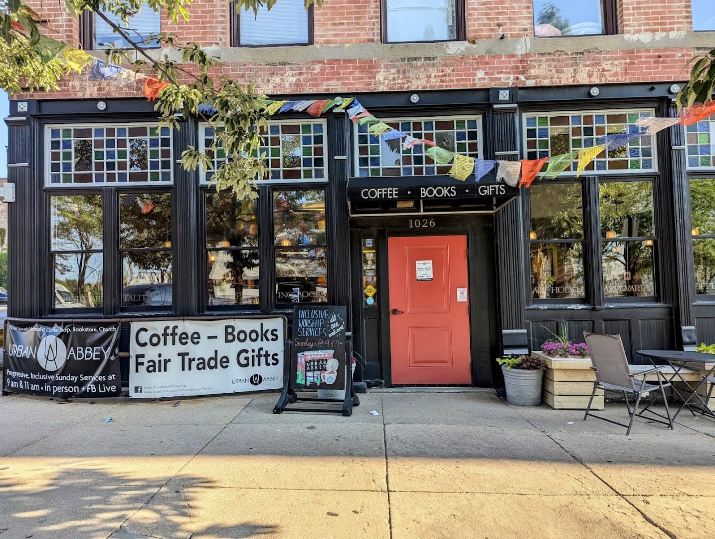 Storefront of Urban Abbey, specialty coffee shop in Omaha