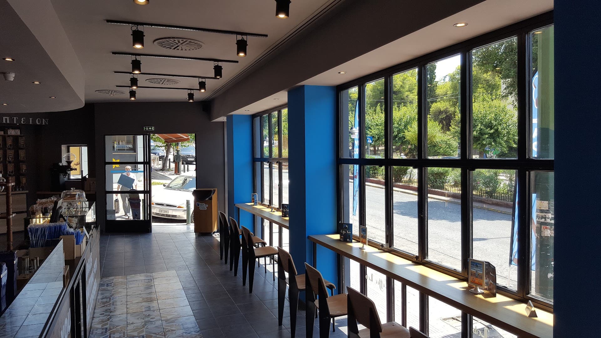 Interior of Coffee Lab Evelpidon, specialty coffee shop in Athens