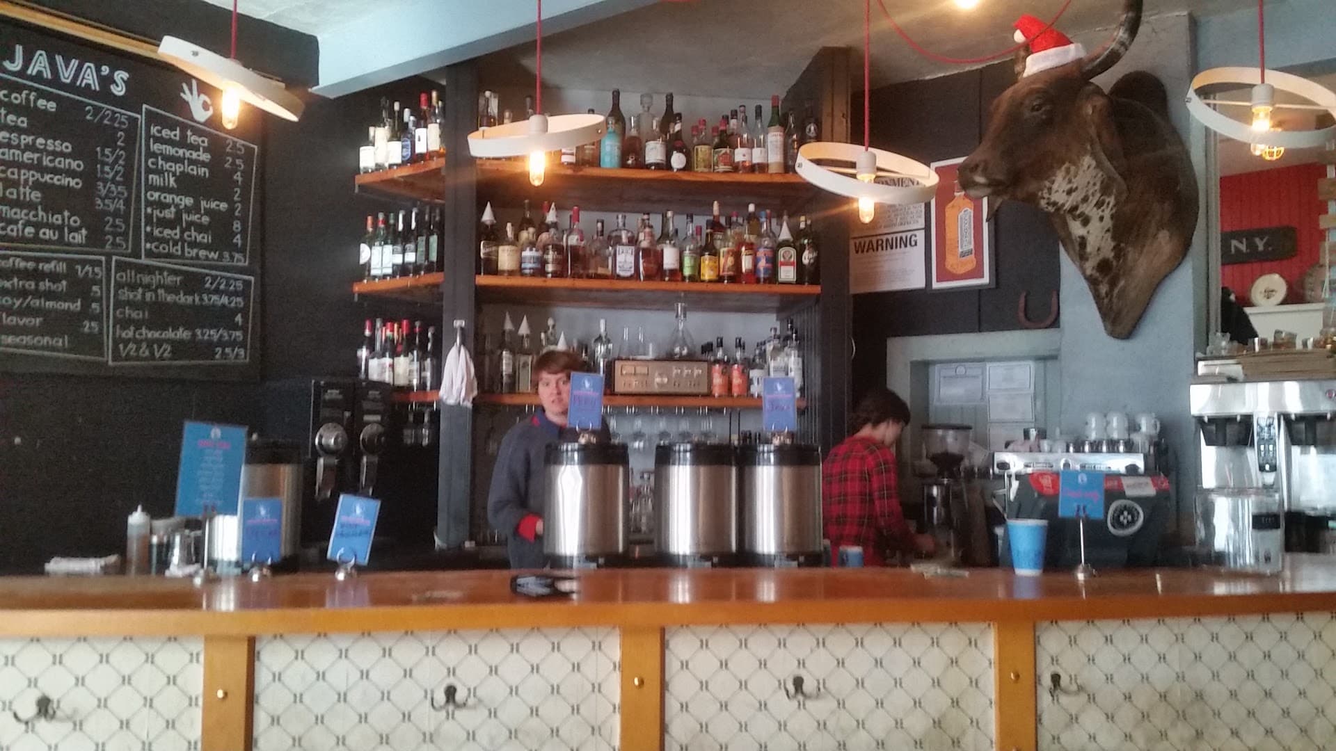 Interior of Java's Cafe, specialty coffee shop in Rochester