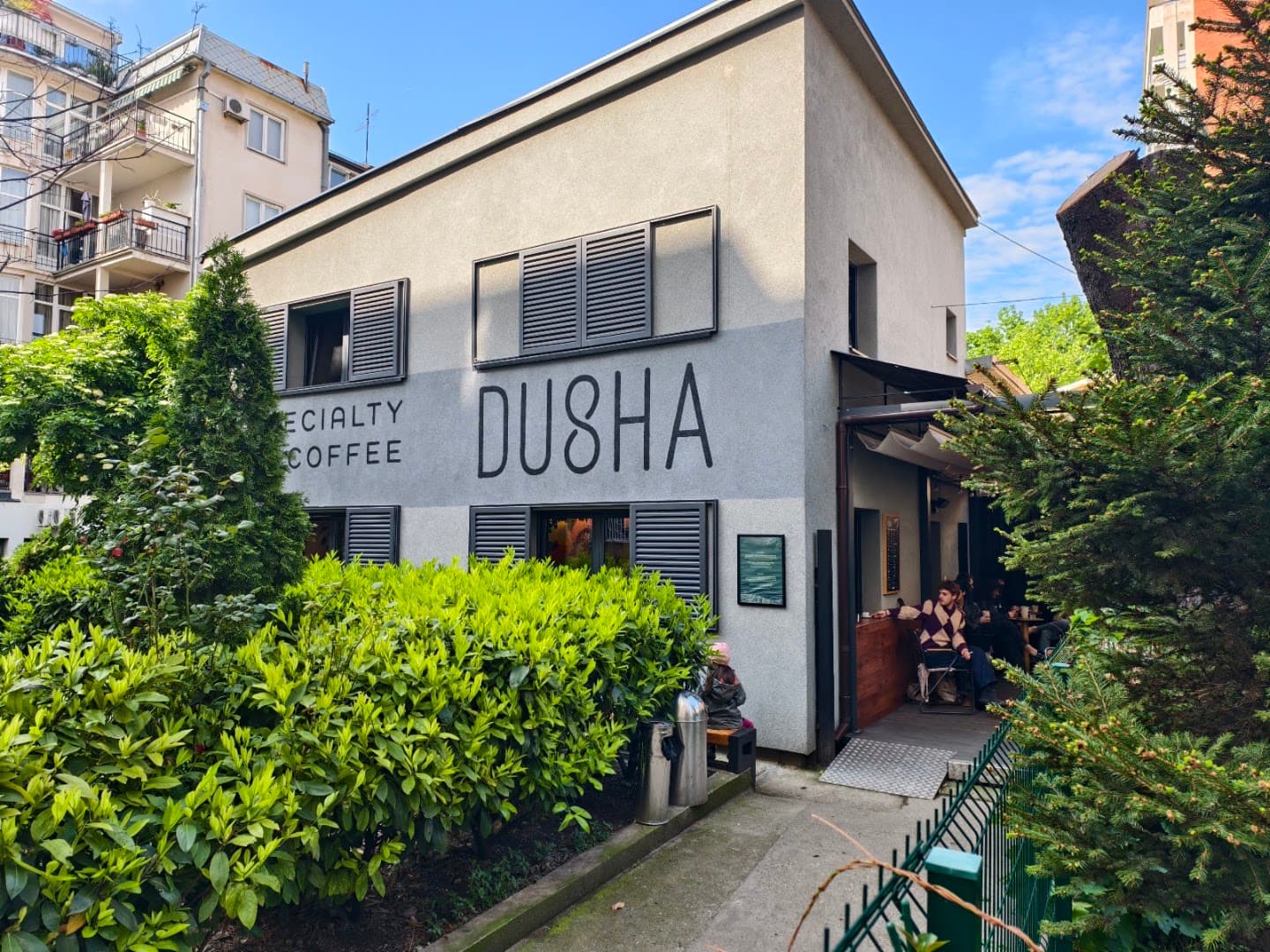 Storefront of Dusha Specialty Coffee, specialty coffee shop in Belgrade