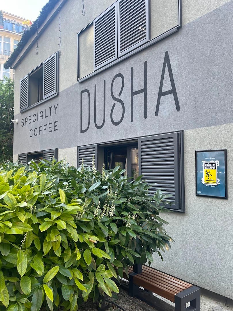 Storefront of Dusha Specialty Coffee, specialty coffee shop in Belgrade